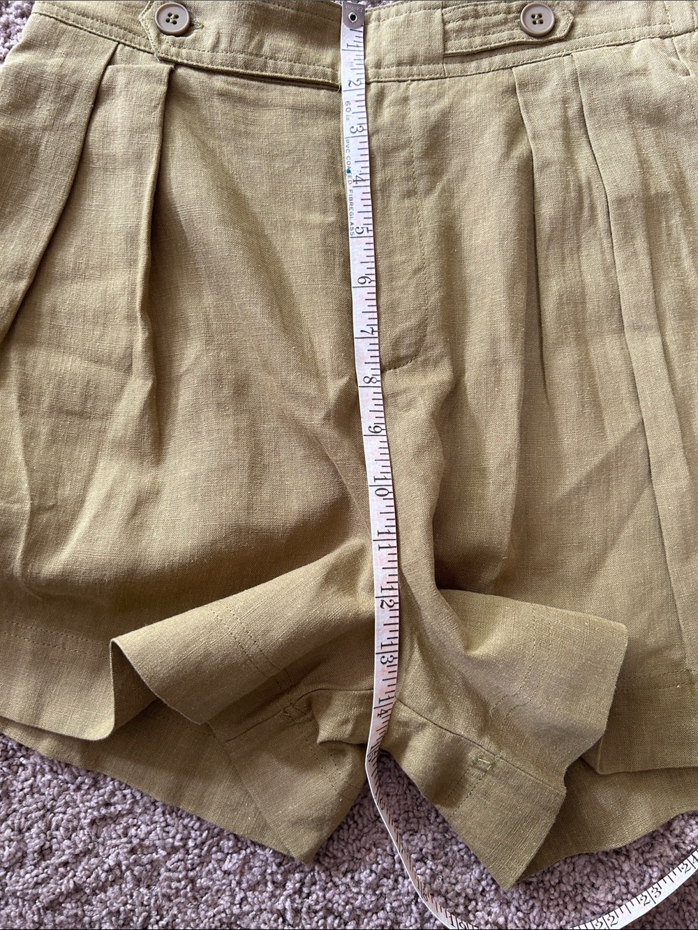See You Soon | Olive Green Pleated Linen Blend Shorts - Picture 9 of 10